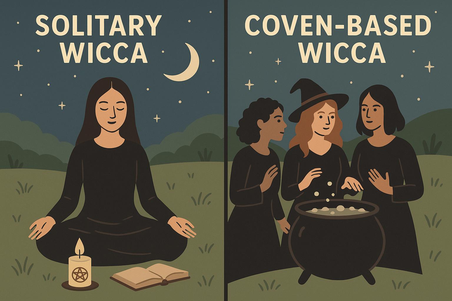 The differences between solitary and coven-based Wicca.